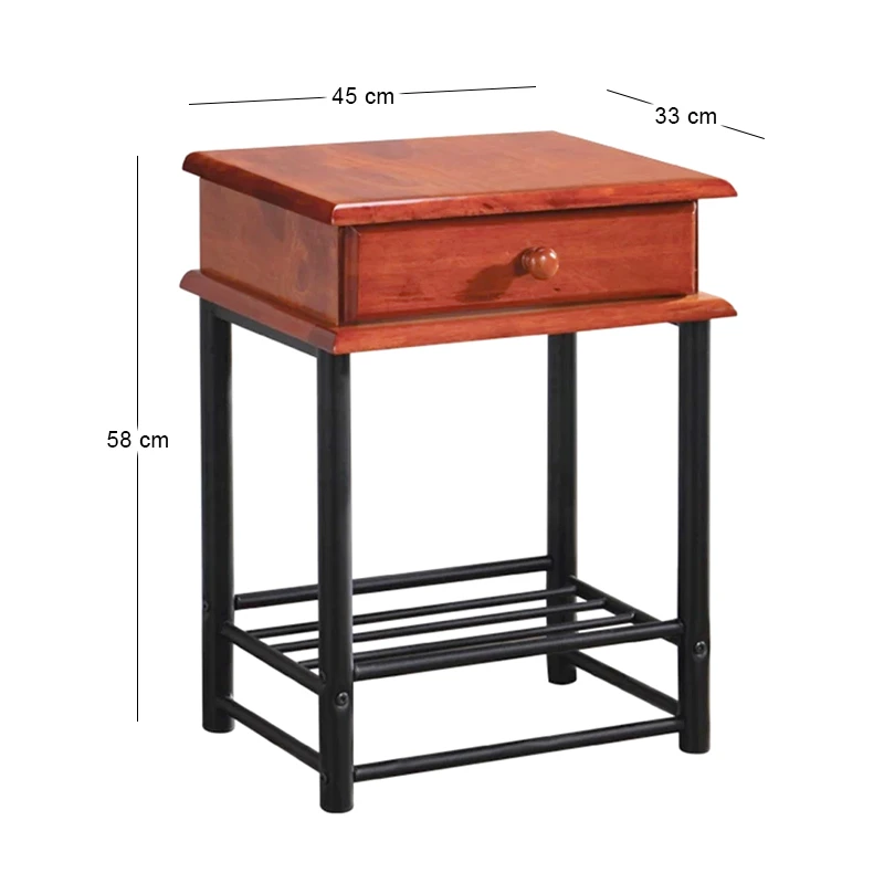 FLORA-II Side Table Metal Black/Wood Walnut