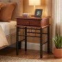 FLORA Side Table Metal Black/Wood Walnut