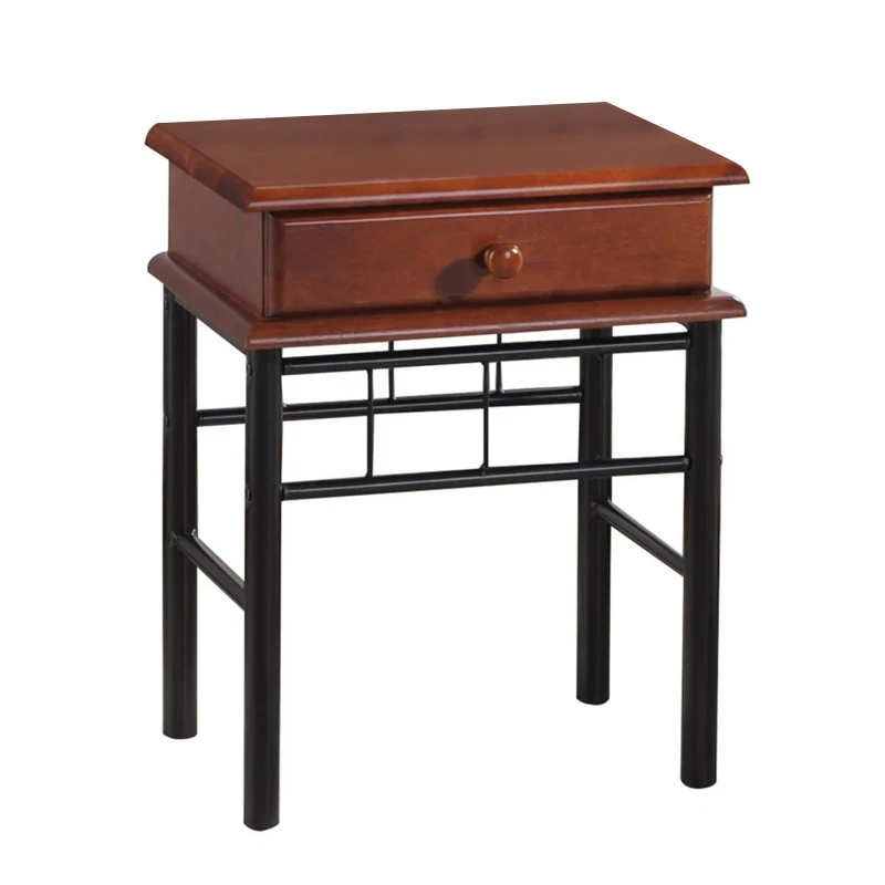 FLORA Side Table Metal Black/Wood Walnut