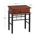 FLORA Side Table Metal Black/Wood Walnut