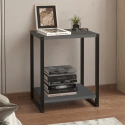 Gina Megapap melamine - metal nightstand in anthracite color 39x30x48cm. Gina Megapap melamine - metal nightstand in anthracite color 39x30x48cm.