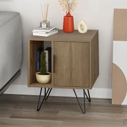 Κομοδίνο Glynn Megapap χρώμα ανοιχτό καρυδί 50,2x44,6x60εκ.