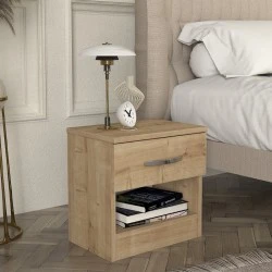 Lube Megapap melamine nightstand in sapphire oak color 40x28,2x40cm. Lube Megapap melamine nightstand in sapphire oak color 40x28,2x40cm.