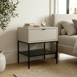 Melis Megapap melamine nightstand in sandstone color 45x35x56.4cm. Melis Megapap melamine nightstand in sandstone color 45x35x56.4cm.