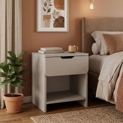 Mida Megapap melamine nightstand in sandstone color 45x40x52cm. Mida Megapap melamine nightstand in sandstone color 45x40x52cm.