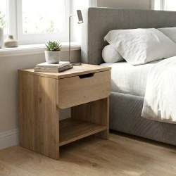 Mida Megapap melamine nightstand in sepet oak color 45x40x52cm. Mida Megapap melamine nightstand in sepet oak color 45x40x52cm.