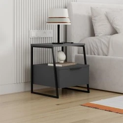 Pal Megapap melamine night-stand in anthracite color 45x40x50cm. Pal Megapap melamine night-stand in anthracite color 45x40x50cm.