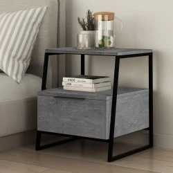Pal Megapap melamine night-stand in retro grey color 45x40x50cm. Pal Megapap melamine night-stand in retro grey color 45x40x50cm.