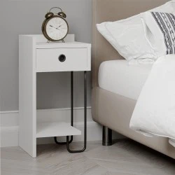 Sirius Megapap melamine night-stand left in white color 32x30x61cm. Sirius Megapap melamine night-stand left in white color 32x30x61cm.