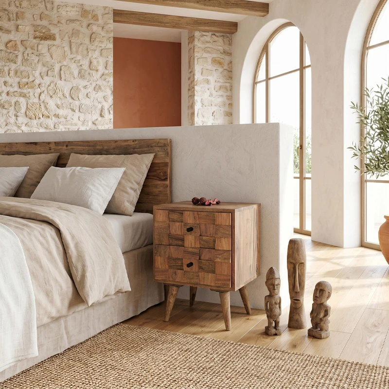 TEKA Bedside 40x35x55 Acacia Natural Finish