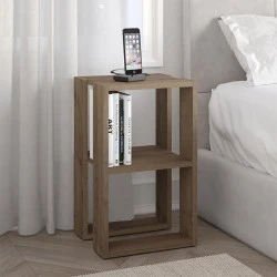 Lonie Megapap melamine nightstand - side table in light brown color 34x30x55cm. Lonie Megapap melamine nightstand - side table in light brown color 34x30x55cm.