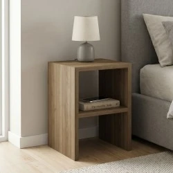 Smile Megapap melamine nightstand - side table in walnut color 30x30x40cm. Smile Megapap melamine nightstand - side table in walnut color 30x30x40cm.
