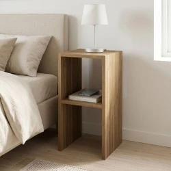 Smile Megapap melamine nightstand - side table in walnut color 30x30x60cm. Smile Megapap melamine nightstand - side table in walnut color 30x30x60cm.