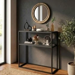Castel Megapap metal - melamine console in black - anthracite color 90x33,5x90cm. Castel Megapap metal - melamine console in black - anthracite color 90x33,5x90cm.