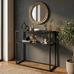 Castel Megapap metal - melamine console in black marble effect color 90x33,5x90cm. Castel Megapap metal - melamine console in black marble effect color 90x33,5x90cm.