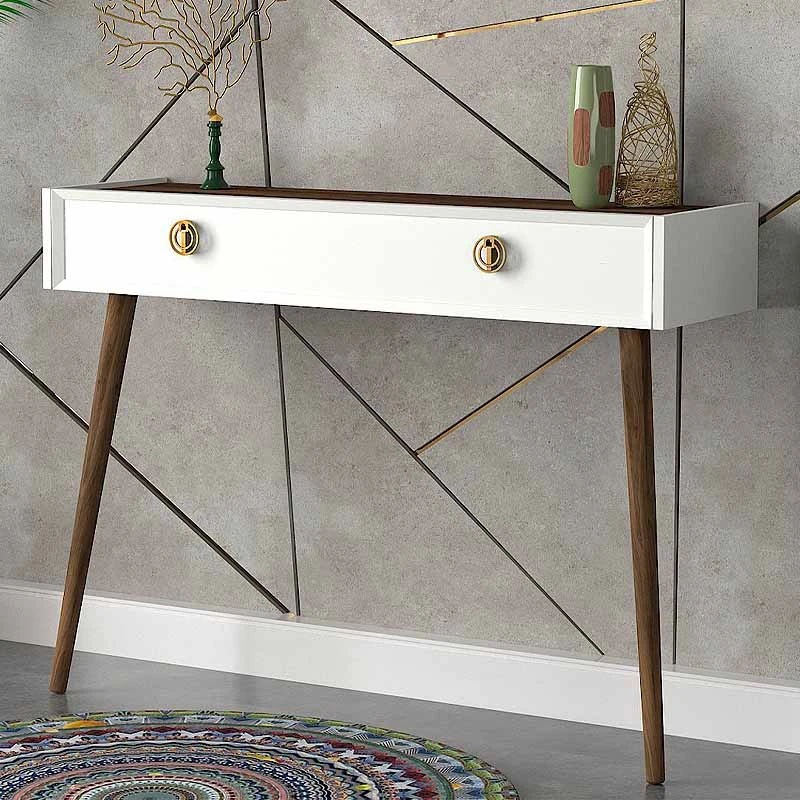 Nadya Megapap melamine wall console in white - walnut color 120x35x89,3cm.