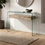 GLASSER Wood Console with shelf Clear 12mm Glass 120x40x75cm