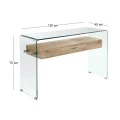 GLASSER Wood Console with shelf Clear 12mm Glass 120x40x75cm