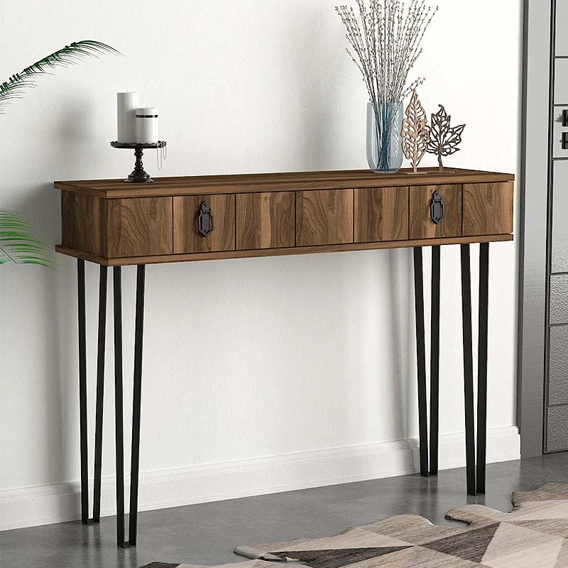 Helsinki Megapap melamine console in walnut color 120x35,5x90cm.