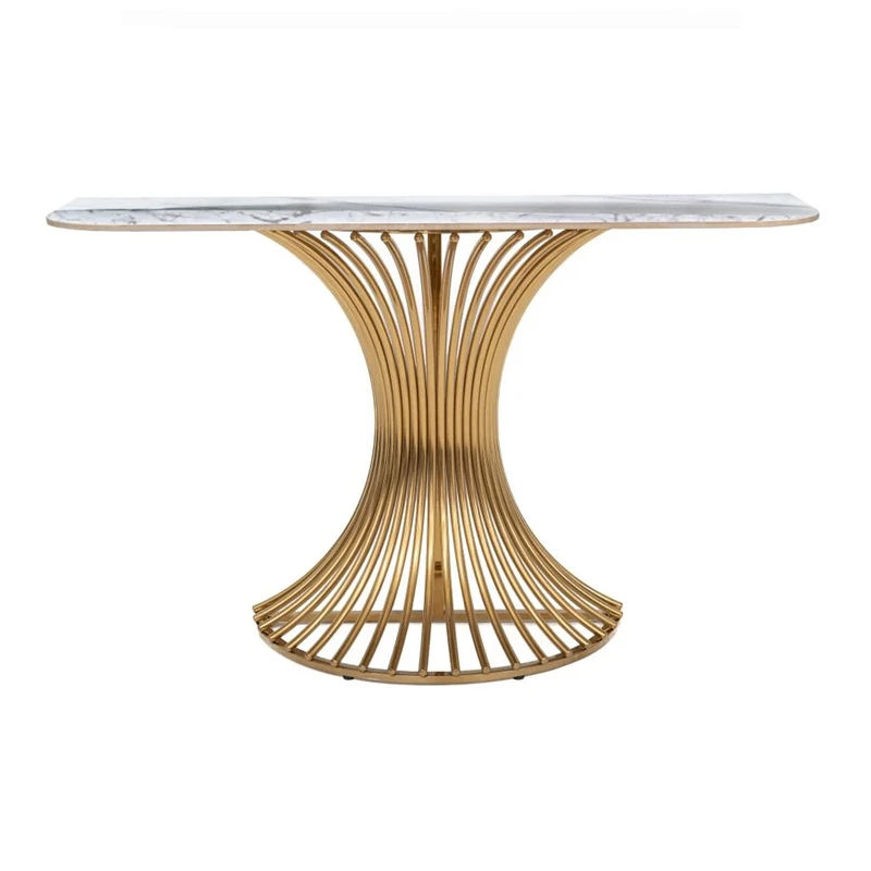GOLD METAL CONSOLE WITH WHITE CERAMIC SURFACE(MARBLE EFFECT) 130X40X80CM