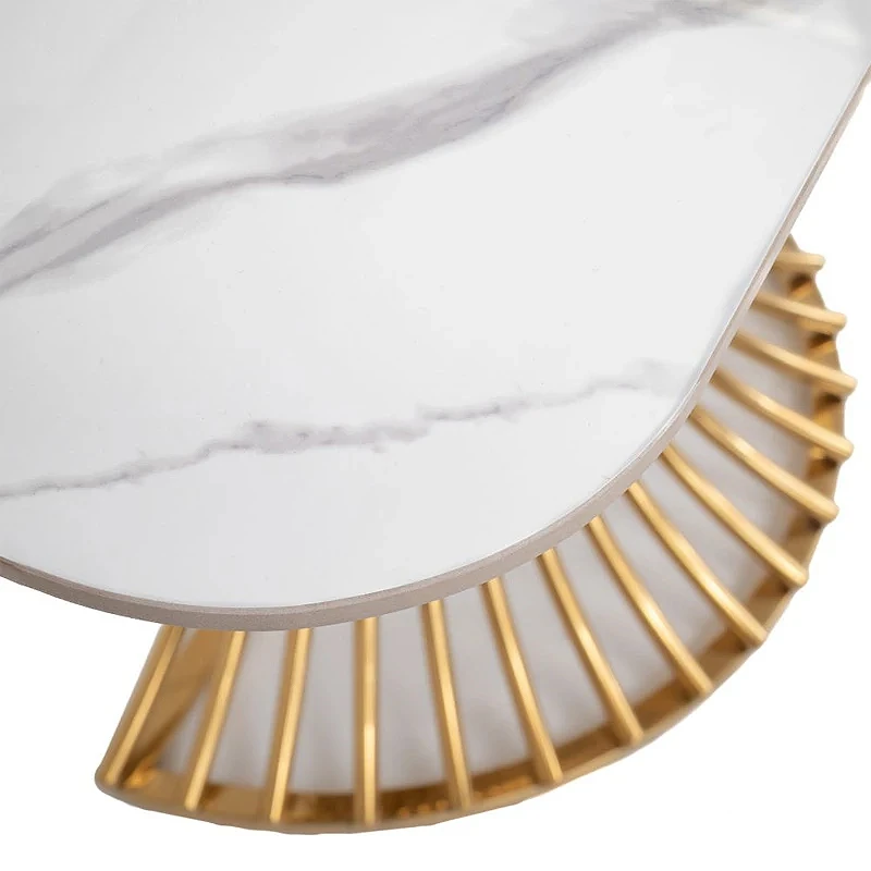 GOLD METAL CONSOLE WITH WHITE CERAMIC SURFACE(MARBLE EFFECT) 130X40X80CM