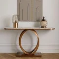 CRΘME BROWN METAL CONSOLE WITH WHITE BROWN CERAMIC SURFACE (MARBLE EFFECT) 130X40X80CM