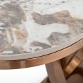 CRΘME BROWN METAL CONSOLE WITH WHITE BROWN CERAMIC SURFACE (MARBLE EFFECT) 130X40X80CM