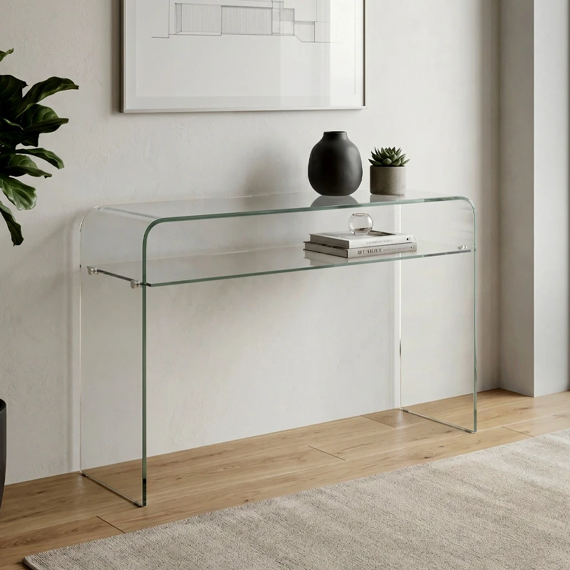 GLASSER Clear Console with Shelf 110x35x75cm