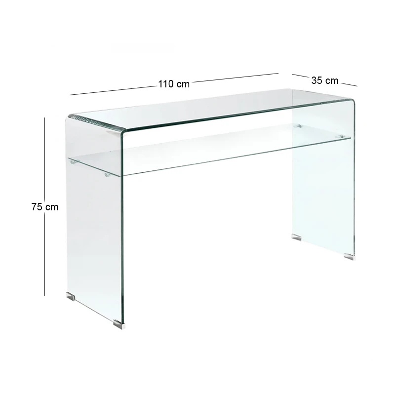 GLASSER Clear Console with Shelf 110x35x75cm