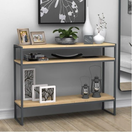 New Smart Megapap metallic - melamine console in oak color 120x33x90cm.