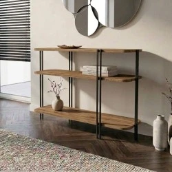Notus Megapap melamine - metal console in walnut Ud color 92x34.5x75cm. Notus Megapap melamine - metal console in walnut Ud color 92x34.5x75cm.