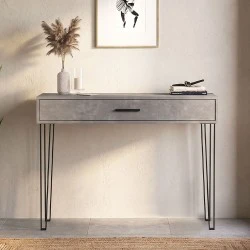 Rochel Megapap melamine console in concrete grey color 120x35x89,8cm. Rochel Megapap melamine console in concrete grey color 120x35x89,8cm.