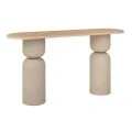 METAL CONSOLE TABLE IN CREAM COLOR WITH  WOODEN SURFACE 150X45X75CM