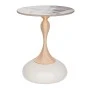 CREME METAL TABLE WITH GOLD BASE AND WHITE CERAMIC SURFACE(MARBLE EFFECT)