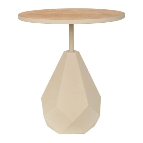 ΚΡΕΜ ΣΤΡΟΓΓΥΛΟ ΜΕΤΑΛΛΙΚΟ ΤΡΑΠΕΖΑΚΙ 50Χ50Χ56ΕΚ ΣΑΛΟΝΙΟΥ ΜΕ ΞΥΛΙΝΗ ΕΠΙΦΑΝΕΙΑ AND ΑΚΑΝΟΝΙΣΤΗ ΒΑΣΗ
