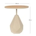 METAL SIDE TABLE IN CREAM COLOR WITH WOODEN SURFACE 50X50X56CM