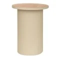 METAL SIDE TABLE IN CREAM COLOR WITH WOODEN SURFACE 36X36X45,5CM