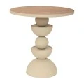 METAL SIDE TABLE IN CREAM COLOR WITH WOODEN SURFACE 46X46X49CM