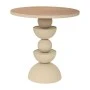 METAL SIDE TABLE IN CREAM COLOR WITH WOODEN SURFACE 46X46X49CM