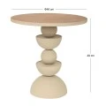 METAL SIDE TABLE IN CREAM COLOR WITH WOODEN SURFACE 46X46X49CM