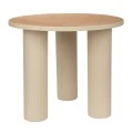METAL SIDE TABLE IN CREAM COLOR WITH WOODEN SURFACE 59X59X50CM