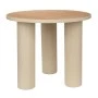 METAL SIDE TABLE IN CREAM COLOR WITH WOODEN SURFACE 59X59X50CM