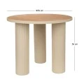 METAL SIDE TABLE IN CREAM COLOR WITH WOODEN SURFACE 59X59X50CM