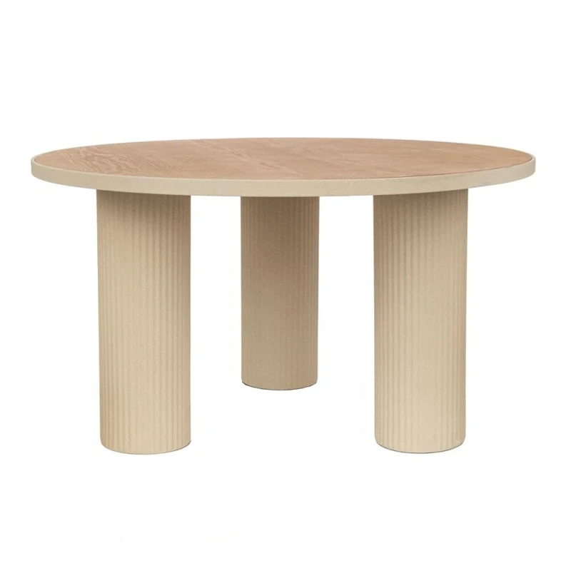 METAL SIDE TABLE IN CREAM COLOR WITH WOODEN SURFACE 74Χ74Χ41CM