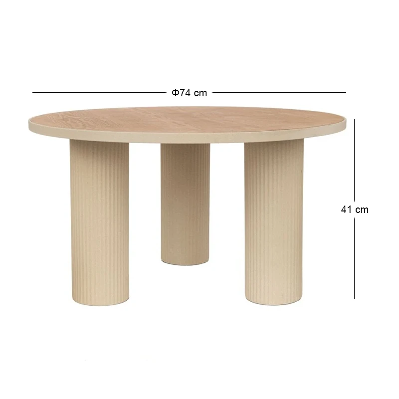METAL SIDE TABLE IN CREAM COLOR WITH WOODEN SURFACE 74Χ74Χ41CM