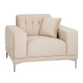 CREAM VELVET ARMCHAIR 114Χ86Χ85CM W SILVER METAL LEGS KD