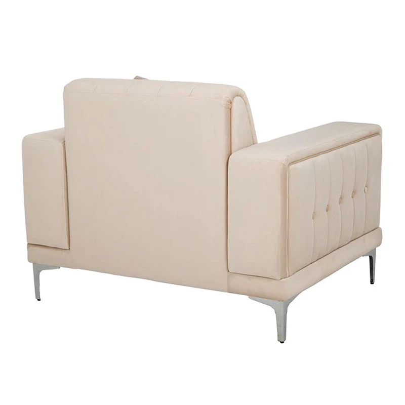 CREAM VELVET ARMCHAIR 114Χ86Χ85CM W SILVER METAL LEGS KD