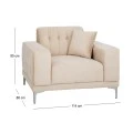 CREAM VELVET ARMCHAIR 114Χ86Χ85CM W SILVER METAL LEGS KD