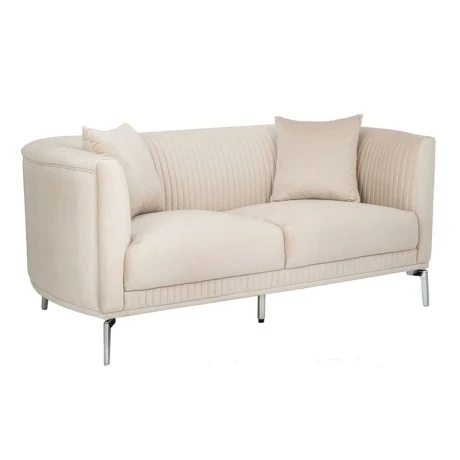 CREAM VELEVT TWO-SEATER SOFA 170X96X73CM W SILVER METAL LEGS KD