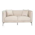 CREAM VELEVT TWO-SEATER SOFA 170X96X73CM W SILVER METAL LEGS KD